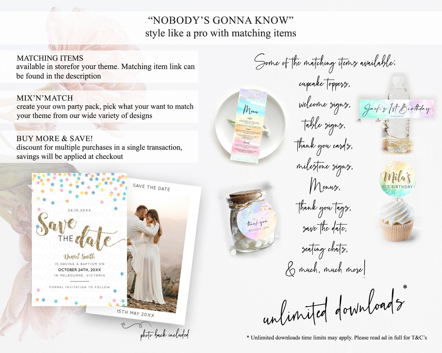 Twinkle Stars Save The Date Template Pastel Twinkle Little Star Party Shooting Star Confetti Sprinkles Birthday Baptism Baby Shower D10298
