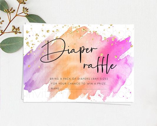 Editable Pastel Diaper Raffle Card Pastel Rainbow Diaper Raffle Insert Color