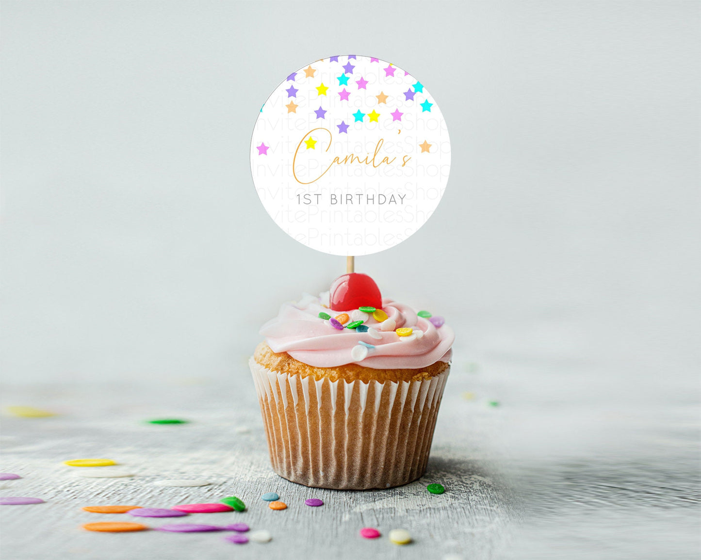 Star Cupcake Toppers Pastel Stars Cupcake Toppers Shooting Star Sprinkle Stars Rainbow Colorful Confetti Twinkle Little Star Decor D10397