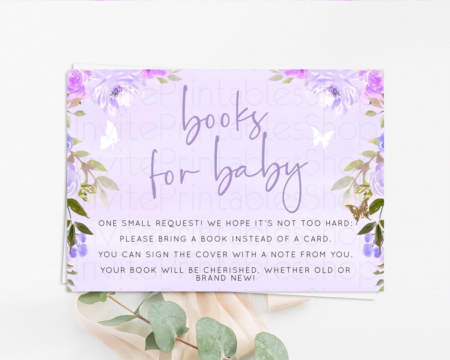 Editable Secret Garden Books For Baby Card Boho Wildflower Book Insert Paste