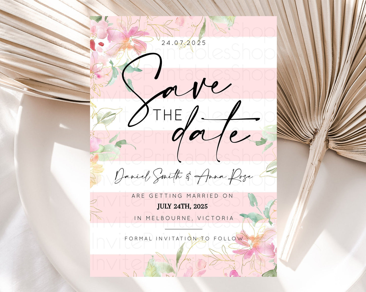 Wildflower Save The Date Template Secret Garden Save The Date Pastel Floral Garden Party Boho Flowers Birthday Baby Shower Wedding D10301