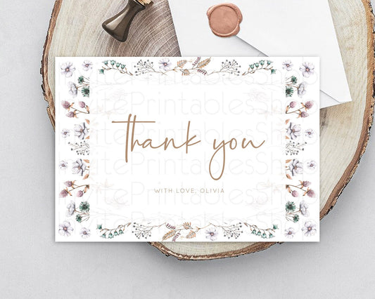 Editable Secret Garden Thank You Wildflower Thank You Card Pastel Flower Gar