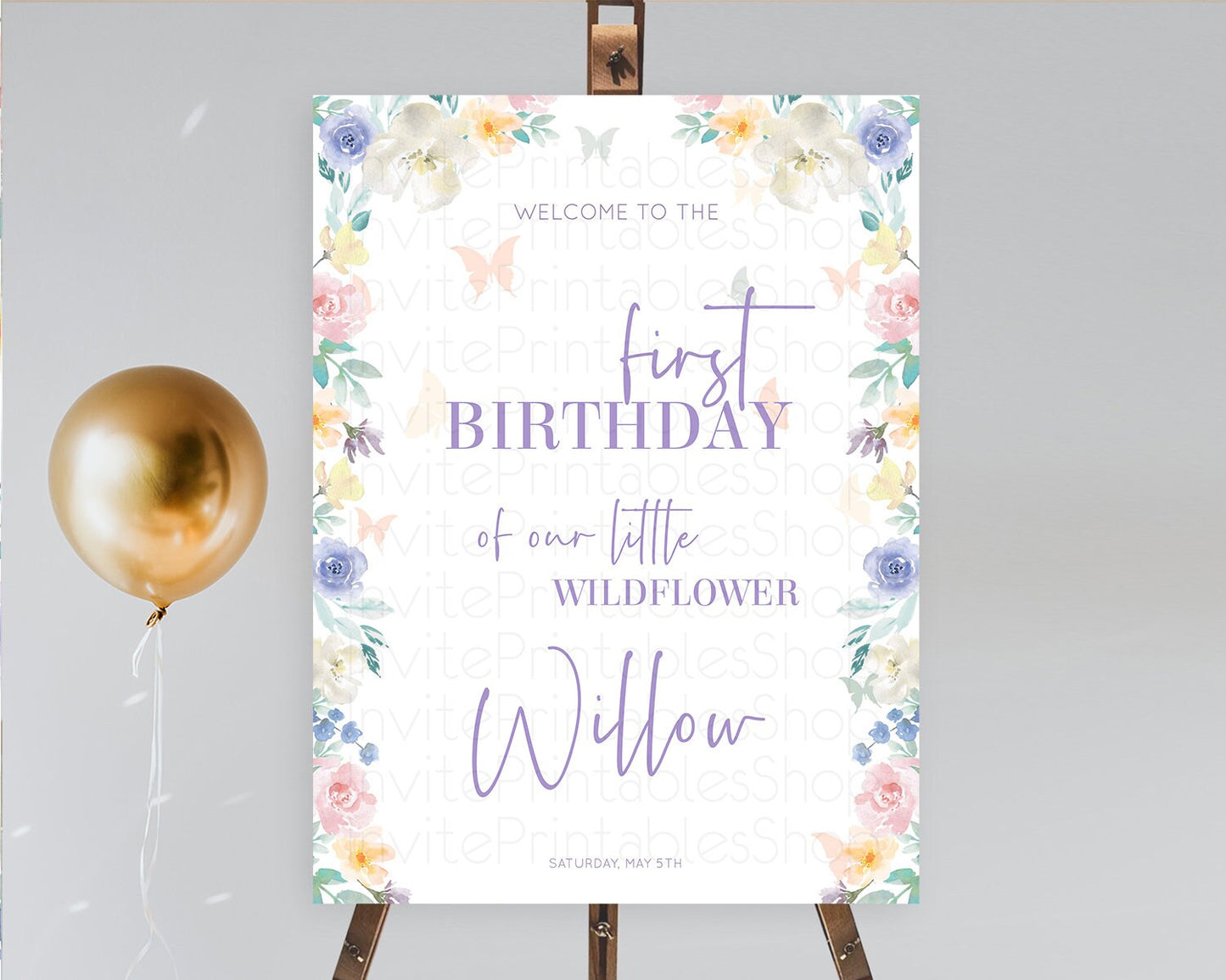 Secret Garden Welcome Sign Wildflower Welcome Board Pastel Flower Garden Welcome Poster Boho Wildflower First Birthday Welcome Sign D10710