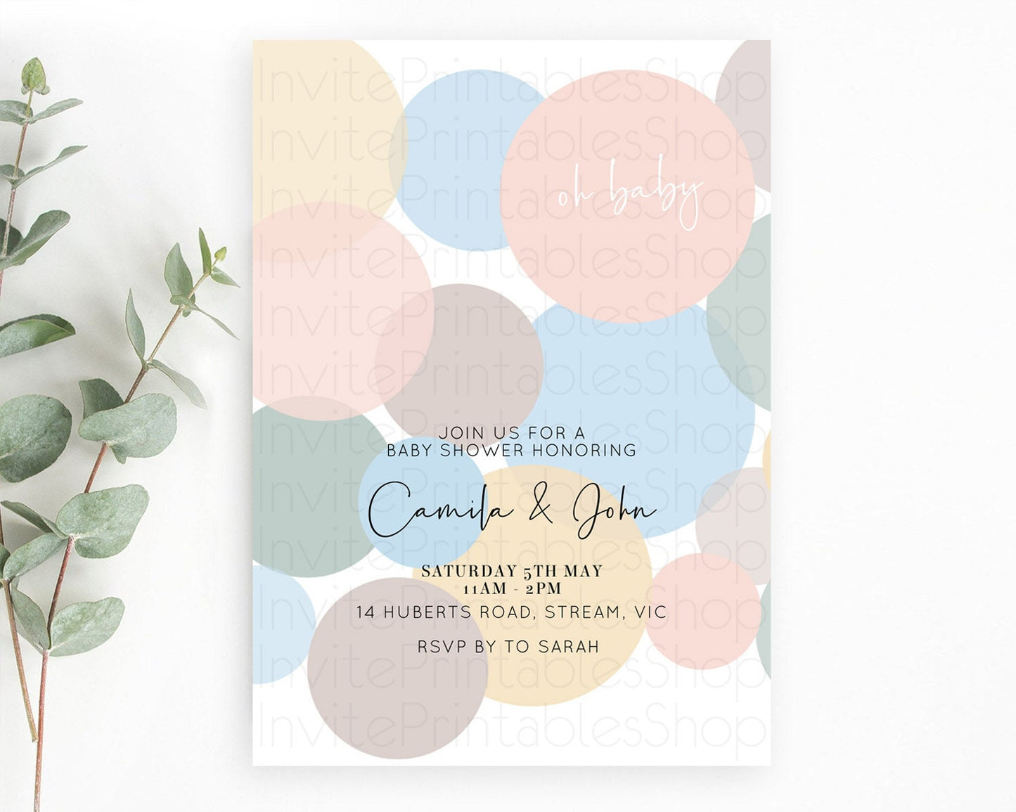 Editable Pastel Rainbow Baby Shower Invitation Pastel Confetti Invitation Sp