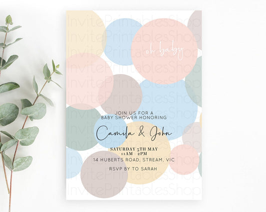 Editable Pastel Rainbow Baby Shower Invitation Pastel Confetti Invitation Sp