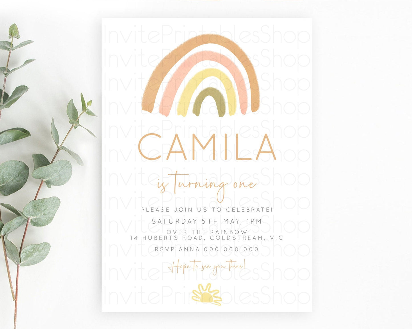 Pastel Rainbow Birthday Invitation Pastel Rainbow Invitation Rainbow Invitation Pastel Invitation Boho Rainbow 1st First Birthday D10684
