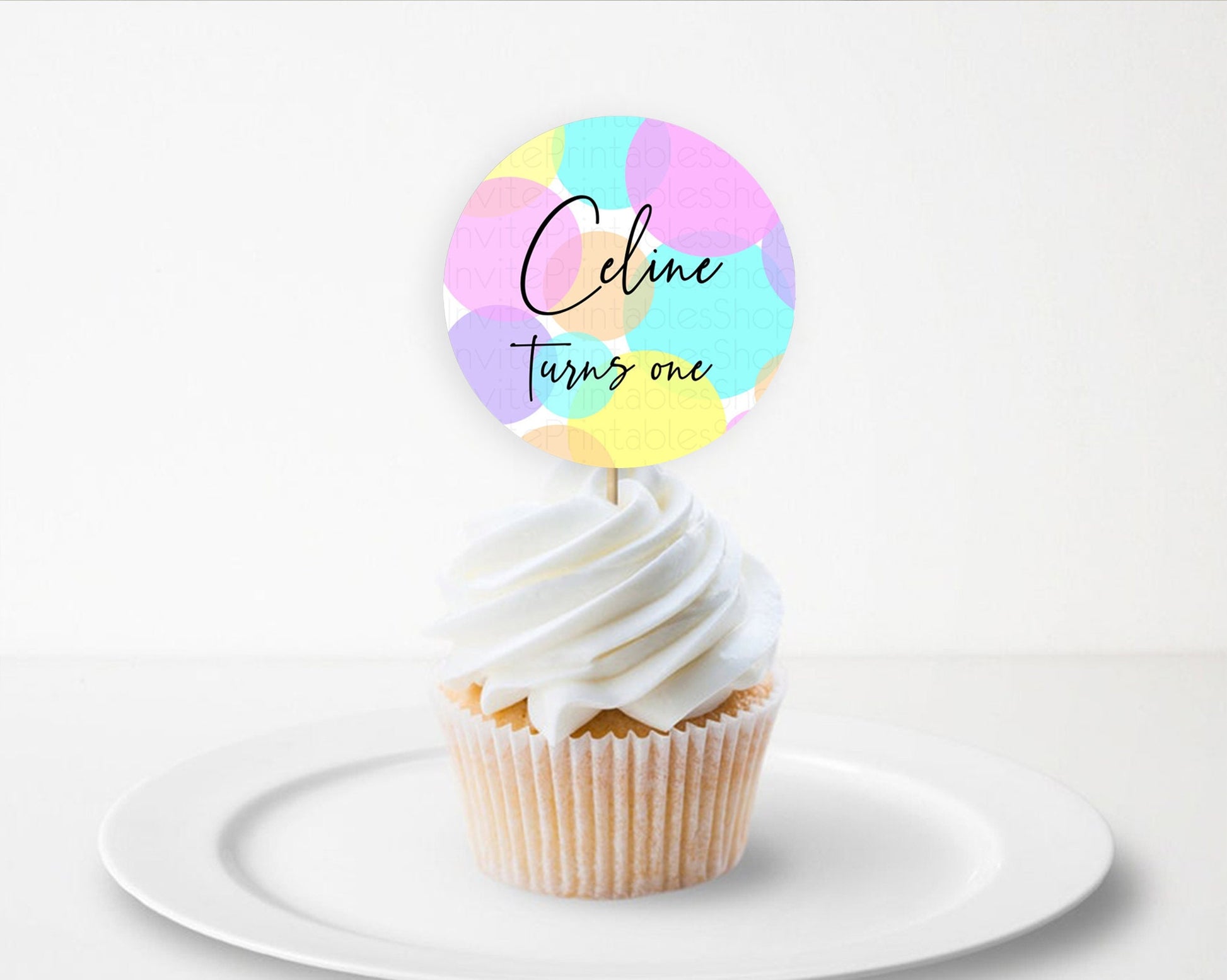 Editable Pastel Cupcake Toppers Pastel Confetti Cupcake Topper Bubbles Sprin