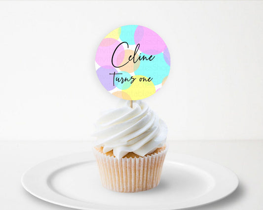 Editable Pastel Cupcake Toppers Pastel Confetti Cupcake Topper Bubbles Sprin