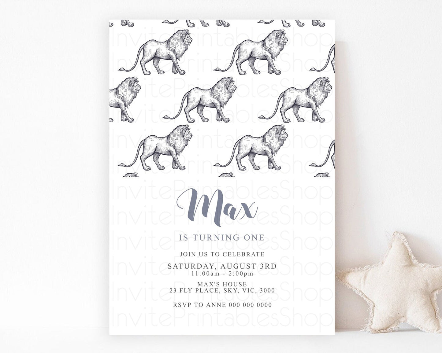 Lion Birthday Invitation Lion Invitation Modern Safari Lion Party 2 Wild 1 Safari Adventure Zoo Birthday Minimalist Lion Invites D10246