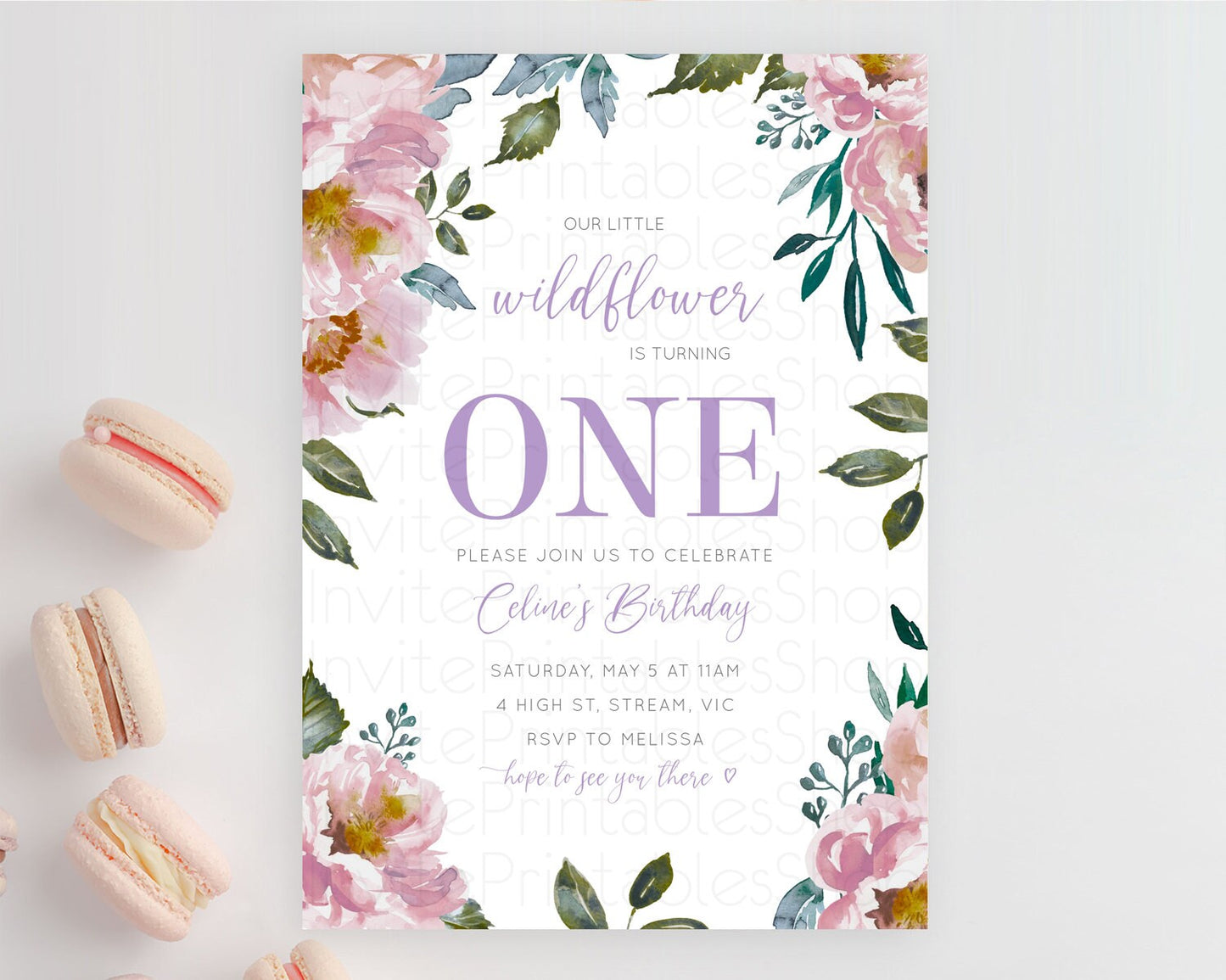 Secret Garden Invitation Wildflower Birthday Invitation Pastel Flowers Invite Enchanted Garden Boho Floral 3rd 2nd First Birthday D10729