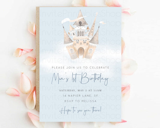 Princess Birthday Invitation Princess Invitation Pastel Invitation Royal Birthday Rainbow Color Enchanted Castle 1st First Birthday D10251