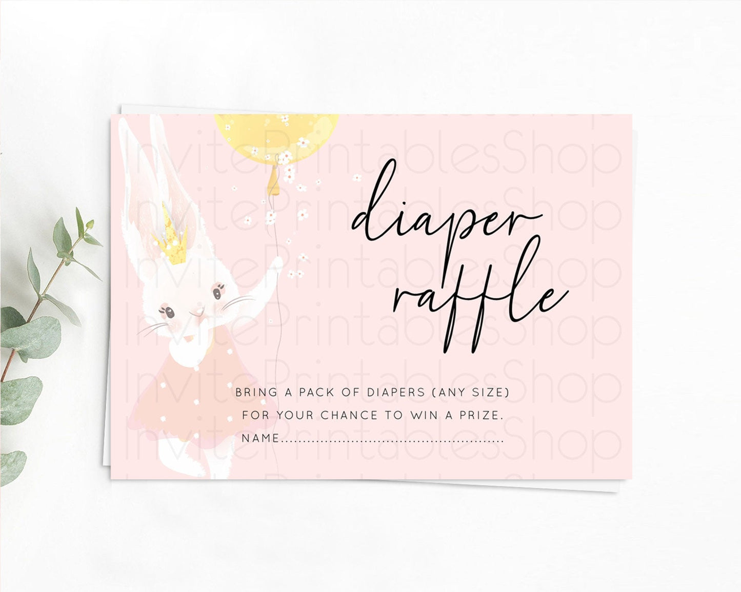 Editable Bunny Balloon Diaper Raffle Pastel Balloon Diaper Raffle Insert Col