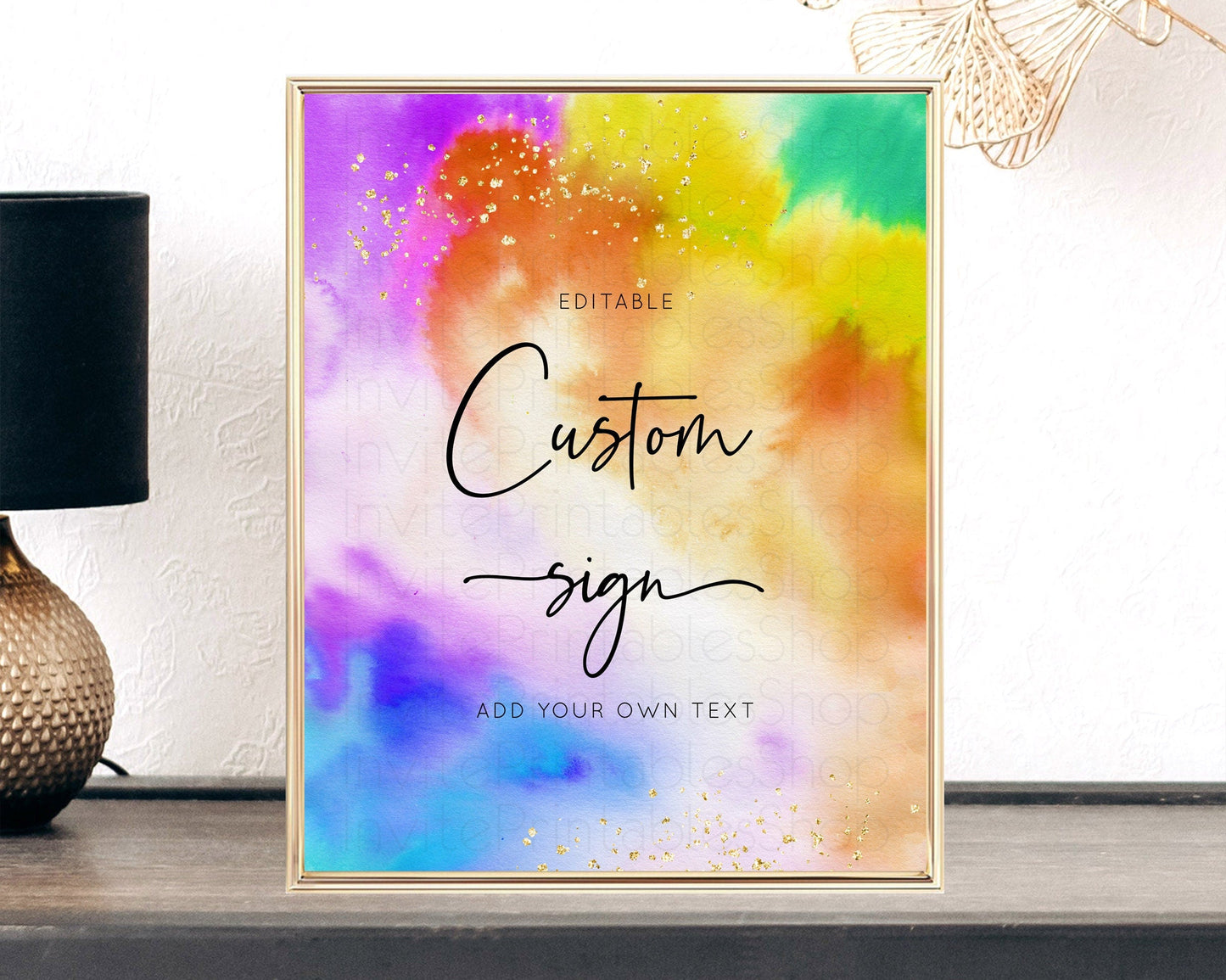 Tie Dye Sign Ombre Table Sign Decor Rainbow Pastel Ombre Watercolor Party 1st Birthday Baptism Baby Shower Bridal Shower Wedding D10530