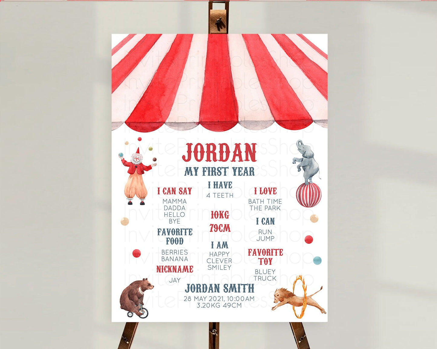 Circus First Birthday Milestone Board Carnival First Birthday Milestone Poster Step Right Up Circus Tent First Birthday Welcome Sign D10533