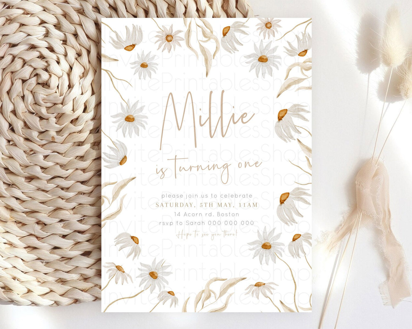 Secret Garden Invitation Wildflower Birthday Invitation Pastel Flowers Invite Enchanted Garden Boho Floral 3rd 2nd First Birthday D23360