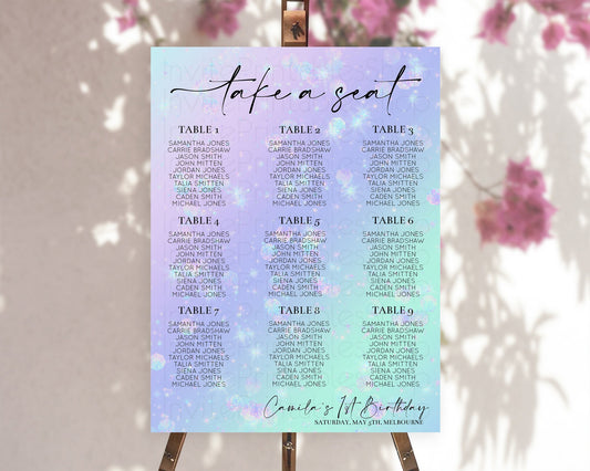 Rainbow Seating Chart Pastel Seating Chart Iridescent Sprinkles Colorful Pastel Watercolor Seating Sign Ombre Pastel Take A Seat D10663