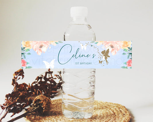 Editable Fairy Water Label Enchanted Garden Pastel Floral Butterfly Party De