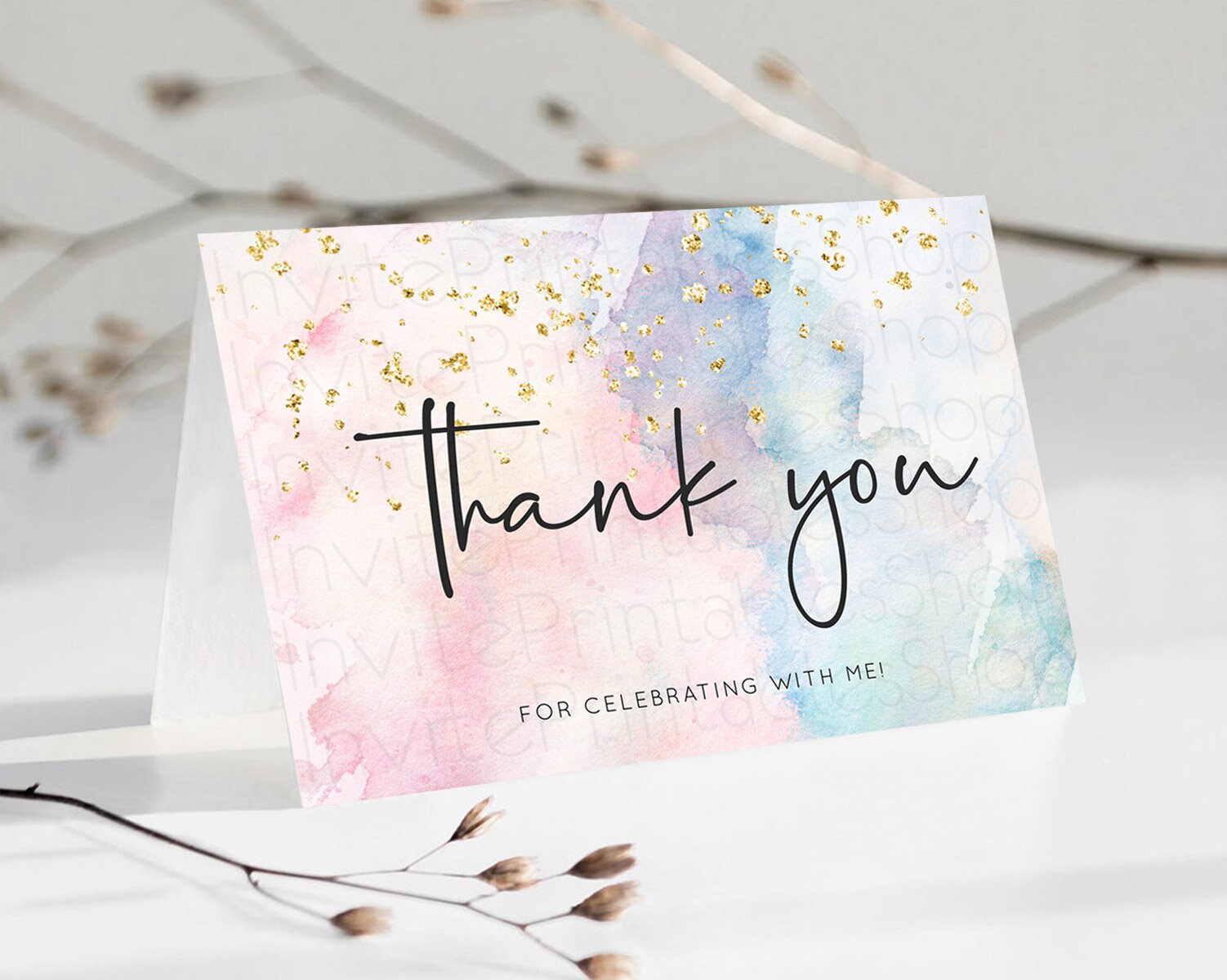Editable Pastel Thank You Rainbow Thank You Card Colorful Pastel Birthday Th