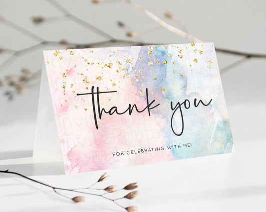 Editable Pastel Thank You Rainbow Thank You Card Colorful Pastel Birthday Th