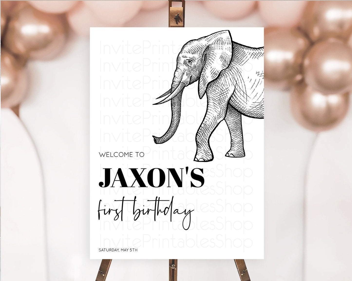 Elephant Welcome Sign Elephant Welcome Board Elephant Party Welcome Poster Safari Party Decor Elephant First Birthday Welcome Sign D10248