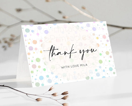 Rainbow Thank You Pastel Thank You Card Pastel Rainbow Birthday Thank You Confetti Colorful Pastel Cards Teacher Thank You Cards D10135