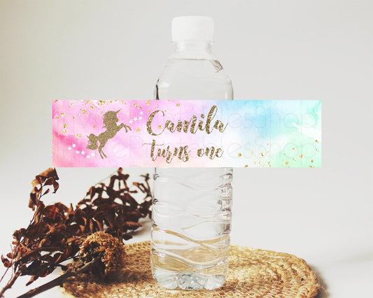 Editable Unicorn Rainbow Water Label Unicorn Unicorn Party Decor Magical uni