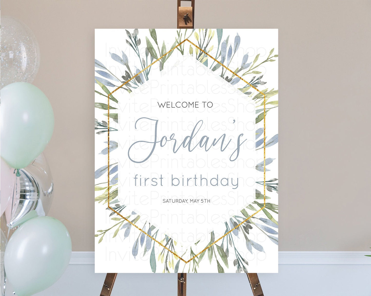 Editable Leafy Welcome Sign Green Leaf Welcome Board Greenery Eucalyptus Fer