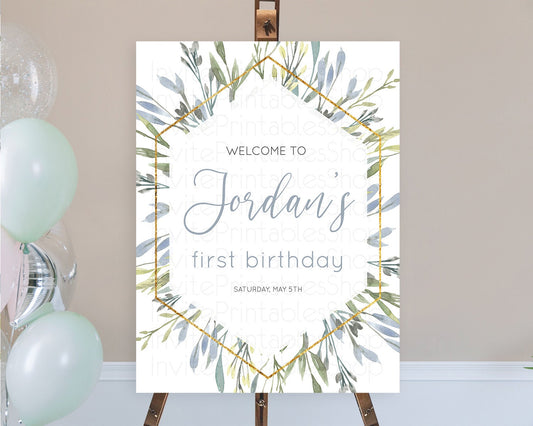 Editable Leafy Welcome Sign Green Leaf Welcome Board Greenery Eucalyptus Fer