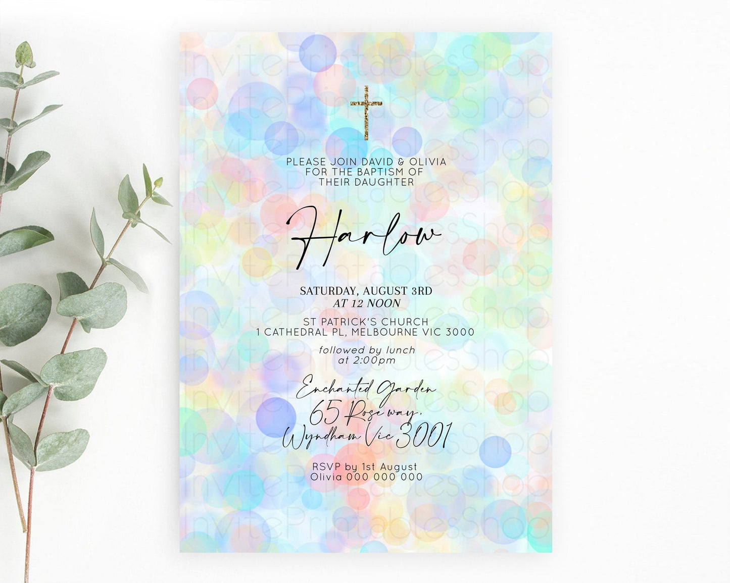 Pastel Baptism Invitation Bath Bomb Party Invitation Pastel Bubbles Baptism 1st Birthday Invitation Watercolour Christening Invite D10446