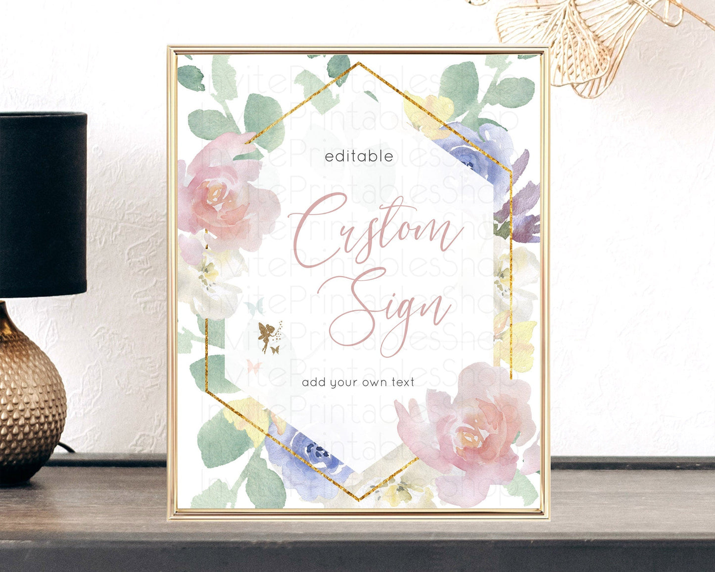 Fairy Sign Enchanted Garden Table Sign Decor Pastel Floral Butterfly Party Secret Garden Birthday Baptism Baby Shower Bridal Shower D10294