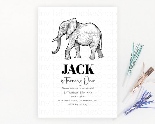 Editable Elephant Birthday Invitation Elephant Invitation Elephant Birthday