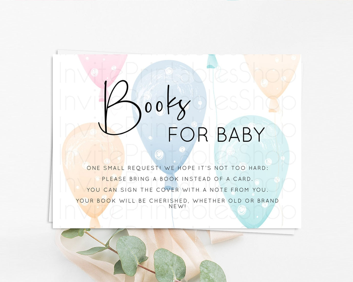 Pastel Balloons Books For Baby Card Colorful Balloon Book Insert Rainbow Balloon Book Card Confetti Balloon Guests Book Poem Request D10776