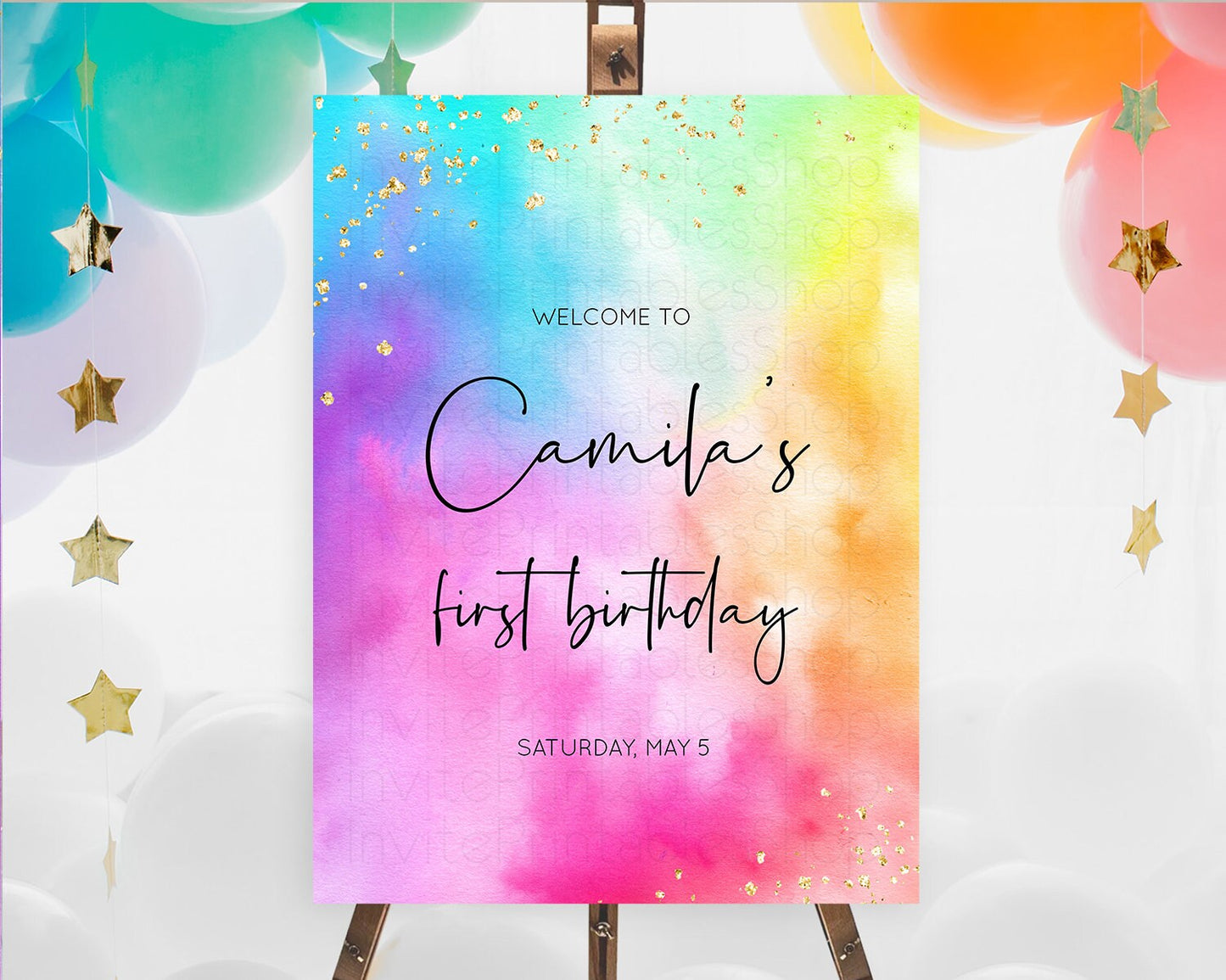 Tie Dye Welcome Board Rainbow Tie Dye Welcome Sign Pastel Welcome Poster Colorful Pastel Welcome Rainbow First Birthday Welcome Sign D10456