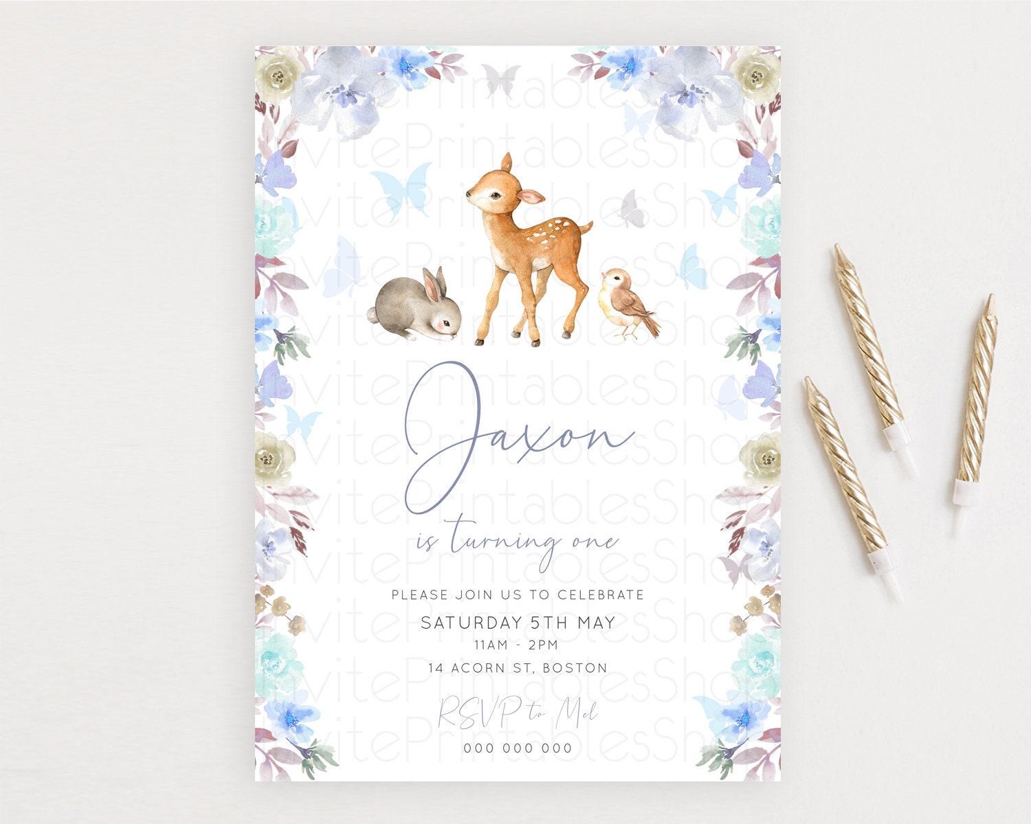 Editable Fawn Birthday Invitation Deer Birthday Invitation Enchanted Forest