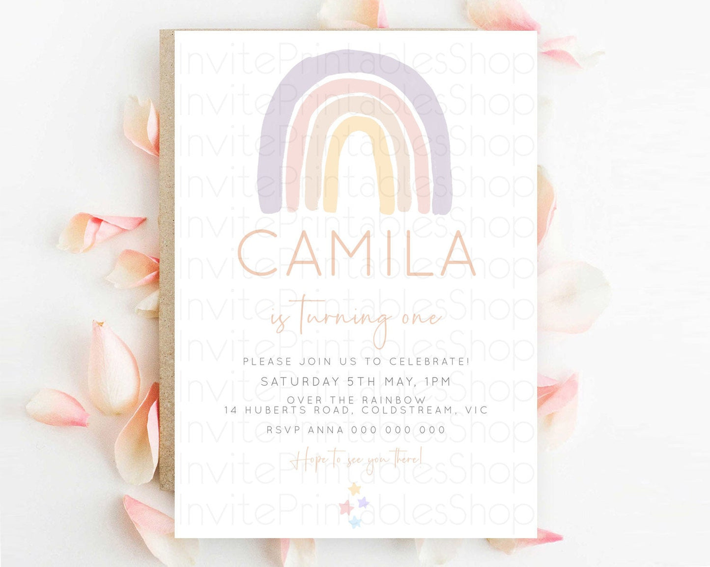 Pastel Rainbow Birthday Invitation Pastel Rainbow Invitation Rainbow Invitation Pastel Invitation Boho Rainbow 1st First Birthday D23096