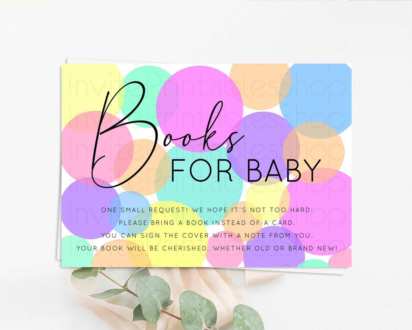 Rainbow Books For Baby Card Pastel Sprinkles Book Insert Pastel Rainbow Confetti Book Card Colorful Bubbles Pastel Book Poem Request D10888