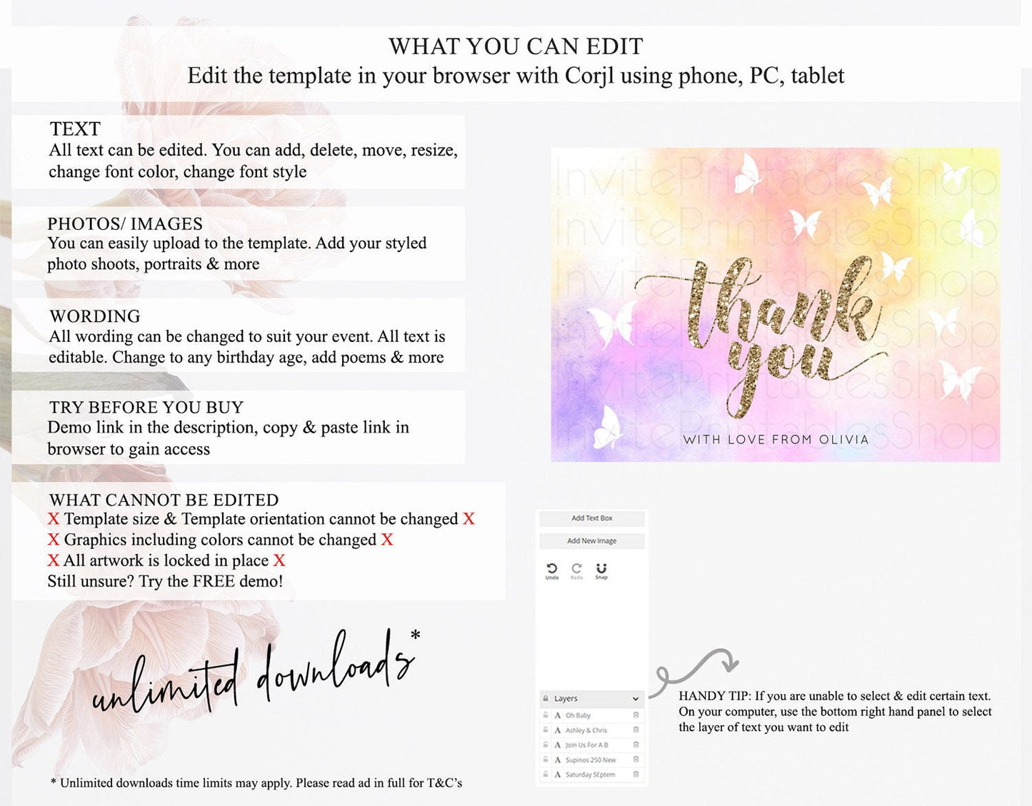 Pastel Thank You Rainbow Thank You Card Colorful Pastel Birthday Thank You Card Confetti Watercolor Pastel Teacher Thank You Cards D10435