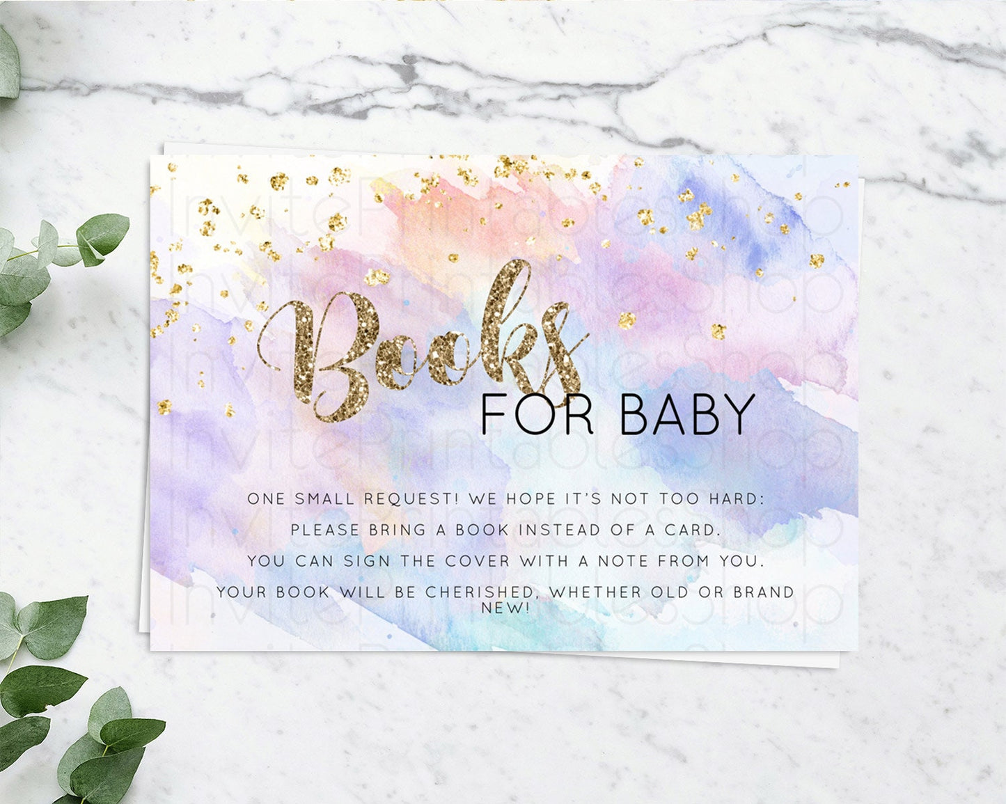 Pastel Books For Baby Card Pastel Rainbow Book Insert Colorful Ombre Watercolor Book Card Confetti Glitter Baby Book Poem Request D10583