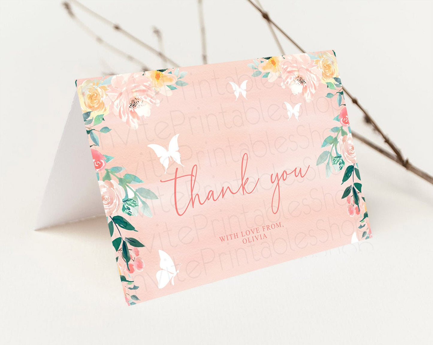 Secret Garden Thank You Wildflower Thank You Card Pastel Flower Garden Birthday Thank You Card Boho Floral Teacher Thank You Card D10245