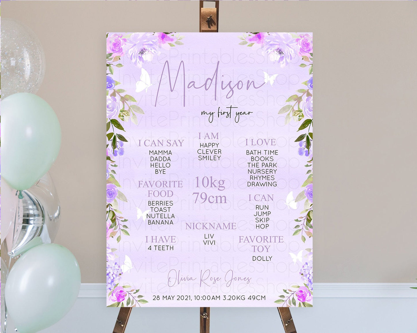 Secret Garden Milestone Board Wildflower First Birthday Milestone Poster Pastel Flowers Milestone Boho Wildflower 1st Birthday Sign D10719