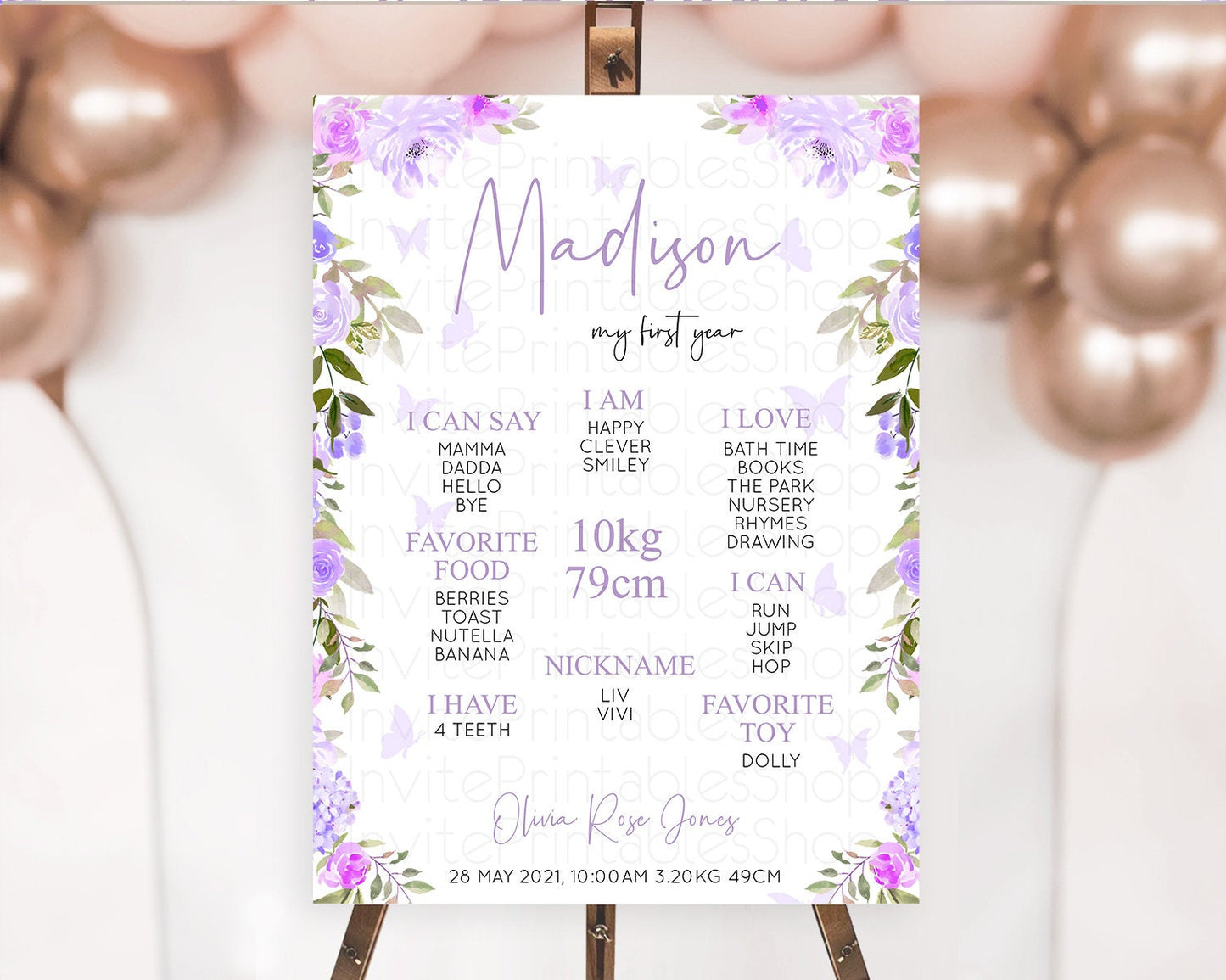 Secret Garden Milestone Board Wildflower First Birthday Milestone Poster Pastel Flowers Milestone Boho Wildflower 1st Birthday Sign D10719