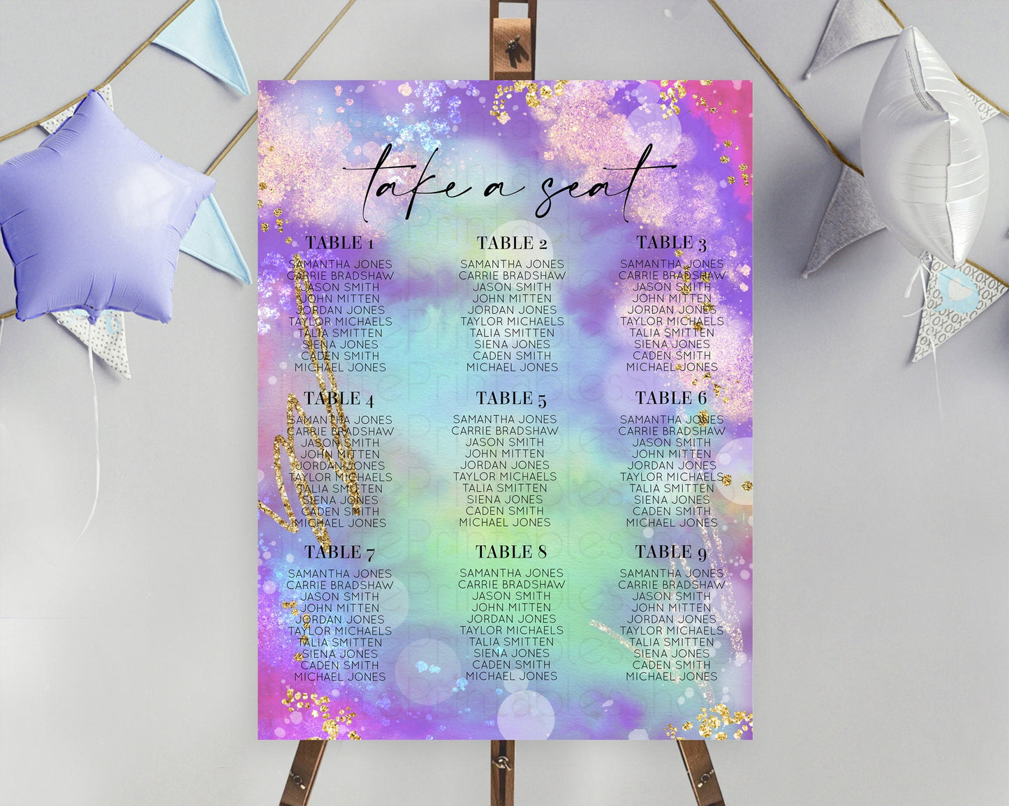 Rainbow Seating Chart Pastel Seating Chart Iridescent Sprinkles Colorful Pastel Watercolor Seating Sign Ombre Pastel Take A Seat D10680