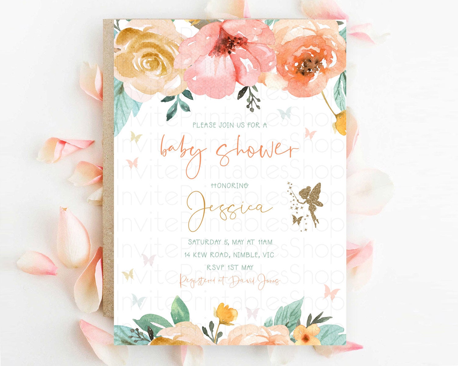 Editable Fairy Baby Shower Invitation Pastel Fairy Invites Fairy Tea Party F