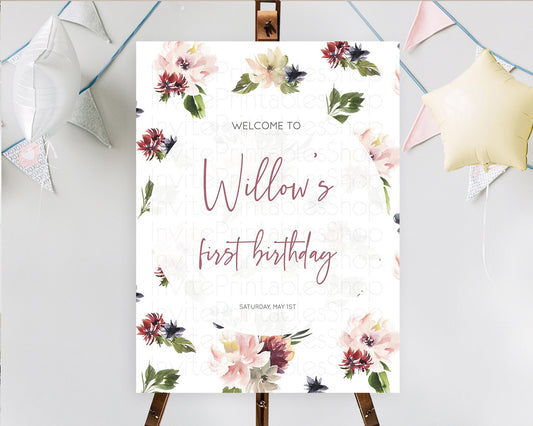 Secret Garden Welcome Sign Wildflower Welcome Board Pastel Flower Garden Welcome Poster Boho Wildflower First Birthday Welcome Sign D10538