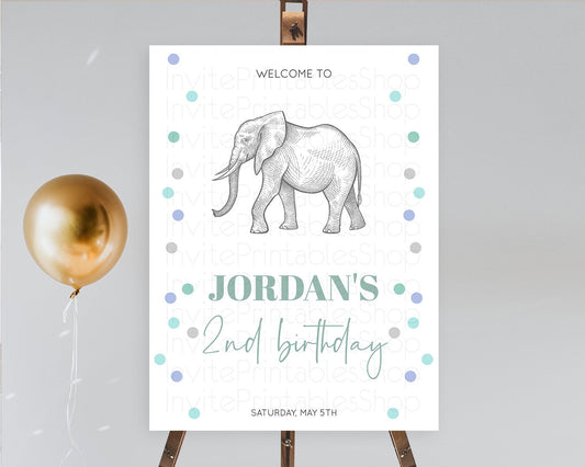 Elephant Welcome Sign Elephant Welcome Board Elephant Party Welcome Poster Safari Party Decor Elephant First Birthday Welcome Sign D10859