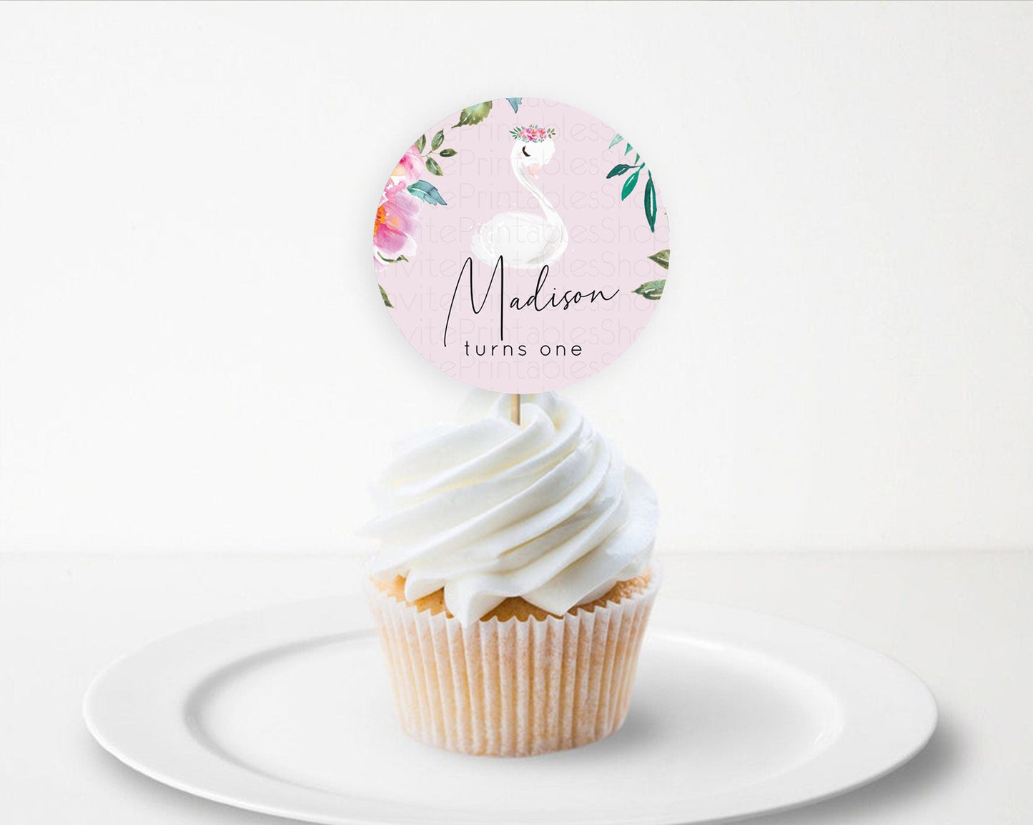 Swan Cupcake Toppers Swan Princess Ballet Cupcake Watercolour Pastel Floral Enchanted Forest Swan Lake Party Decor Secret Garden D10757