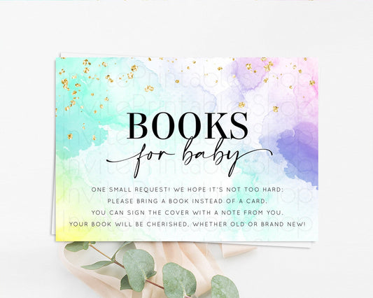 Editable Pastel Books For Baby Card Pastel Rainbow Book Insert Colorful Ombr