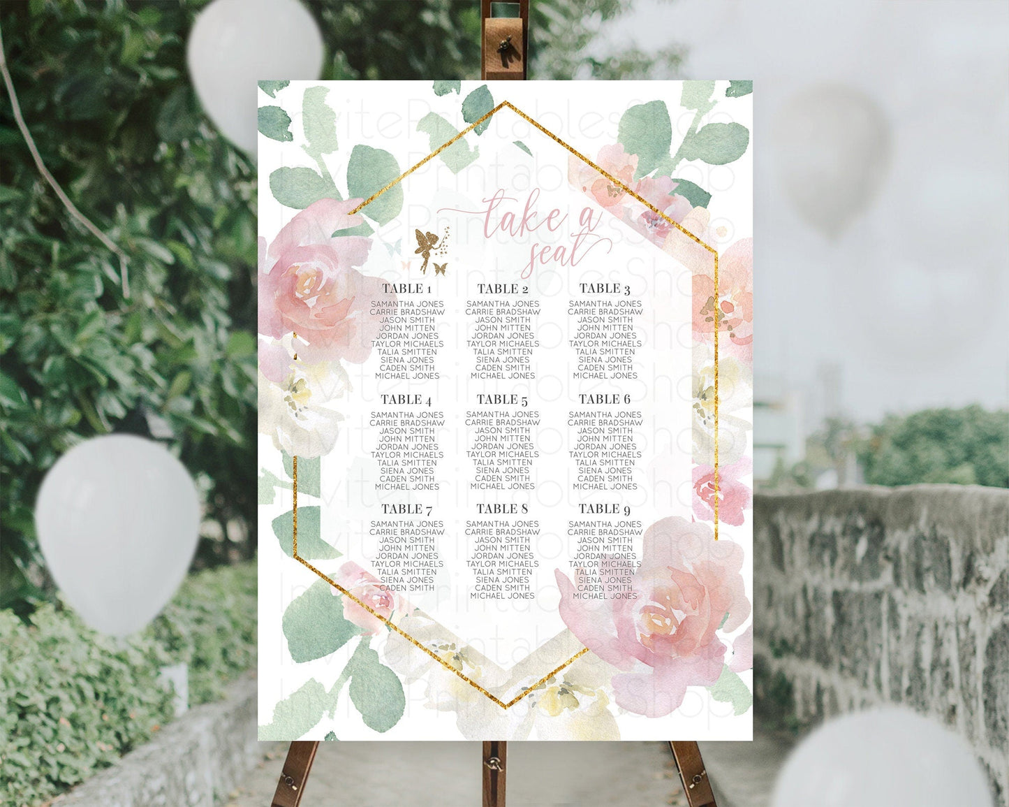 Fairy Seating Chart Pastel Fairy Seating Chart Fairy Tea Party Fairy Garden Seating Sign Enchanted Garden Floral Butterfly Decor D10965