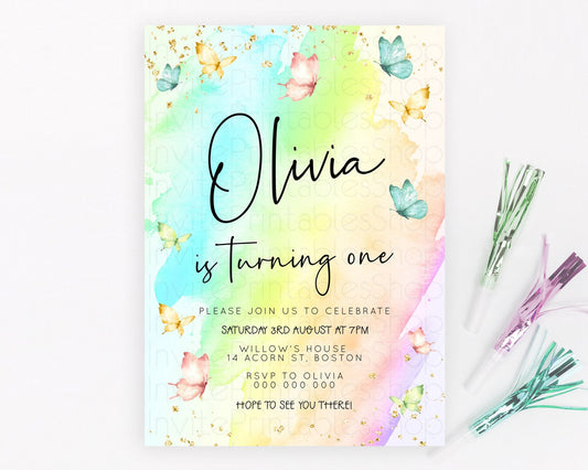 Editable Pastel Butterfly Birthday Invitation Butterfly Birthday Invitation