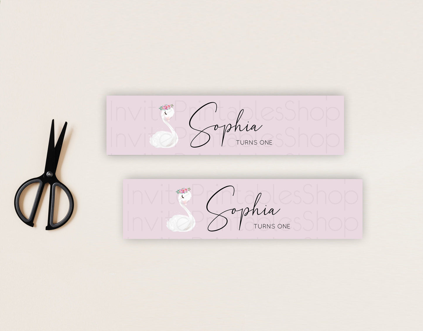 Swan Water Label Template Swan Princess Ballet Party Decor Enchanted Secret Garden Pastel Floral Birthday Baptism Baby Shower D10758